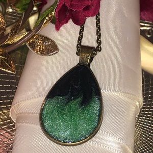 Emerald dream resin pendant